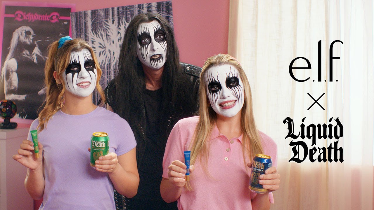 YouTube post by @liquiddeath2793 for e.l.f. Cosmetics. Caption reads: [...] the torment of dry lips with new e.l.f.....