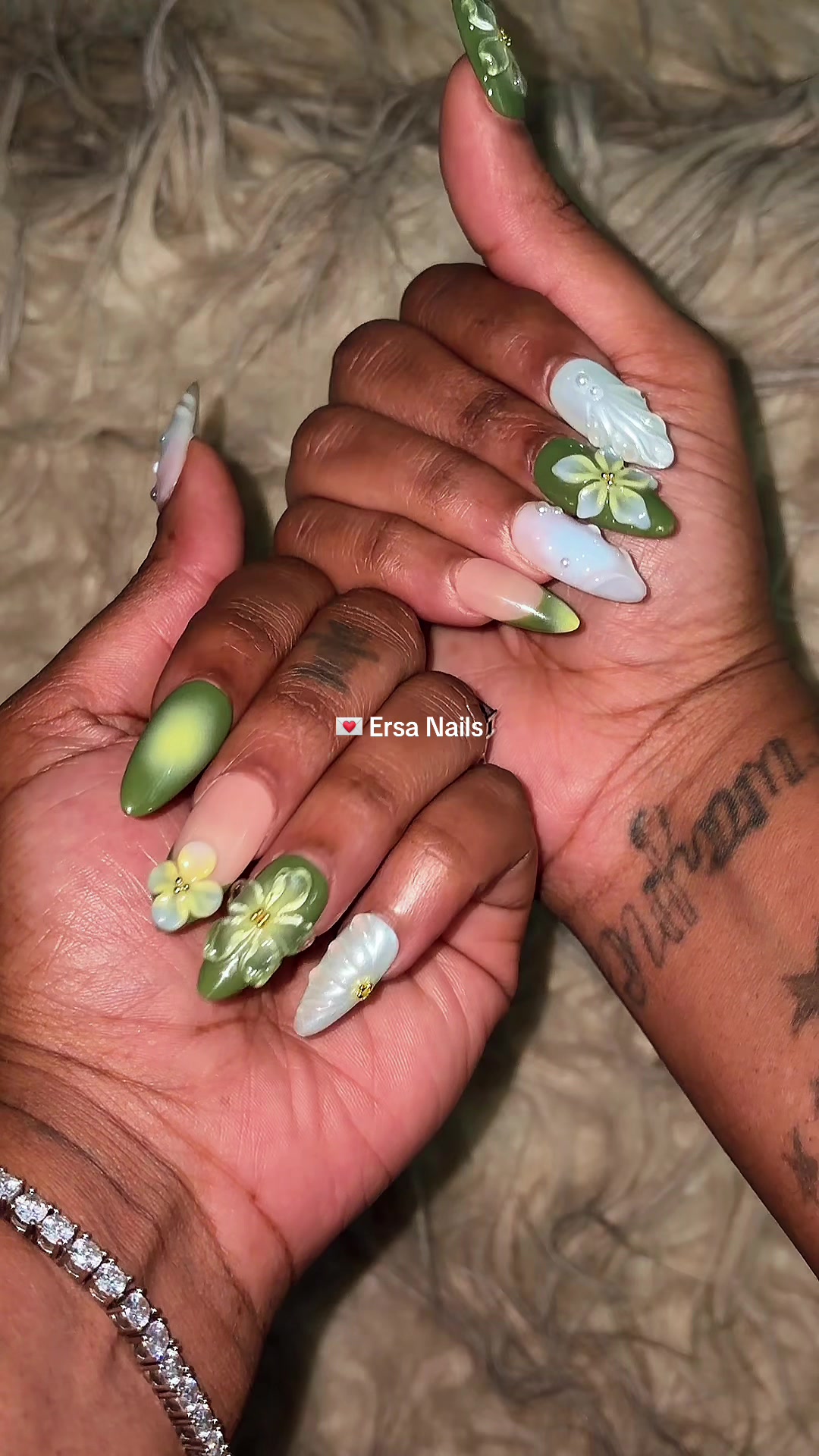 TikTok post by @anetra689 for Ersa Nails. Caption reads: @Ersa Nails outdid themselves with these spring....