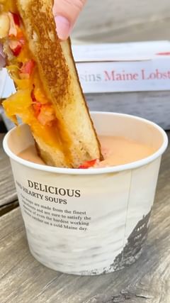 Instagram post by @thingstolou for Cousins Maine Lobster. Caption reads: [...] grand opening! 🍾 🦞 Congrats to....