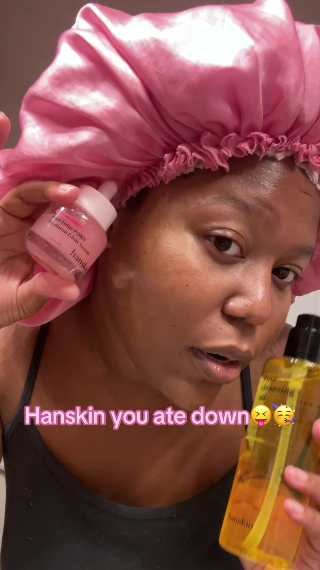 TikTok post by @ashauntay.creator for Hanskin Skincare. Caption reads: Been using hanskin for awhile and she is the best....