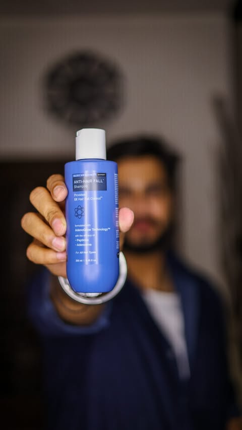Instagram post by @d3v.ashish for Bare Anatomy. Caption reads: [...] feel. Less stress after every wash 🫶....