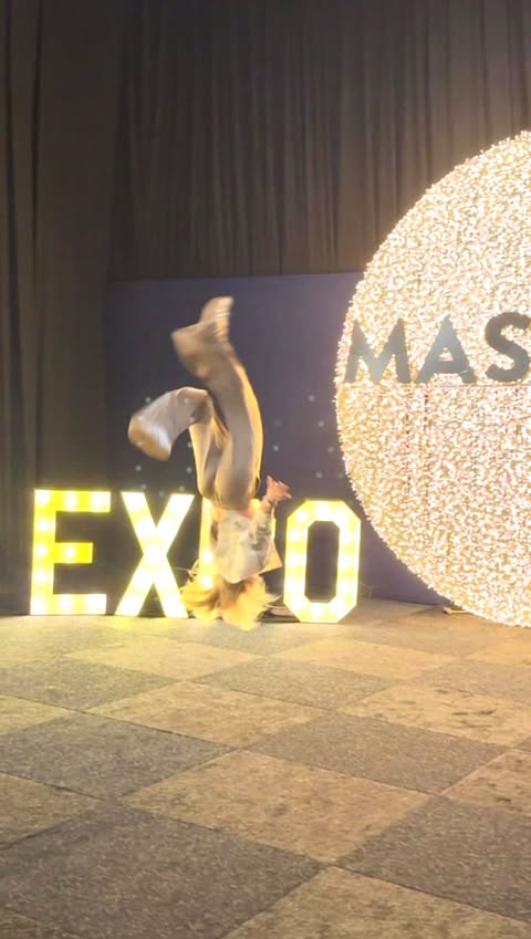 Instagram post by @noa_diorgina for Technogym. Caption reads: Flipping through the masters expo with @technogym....