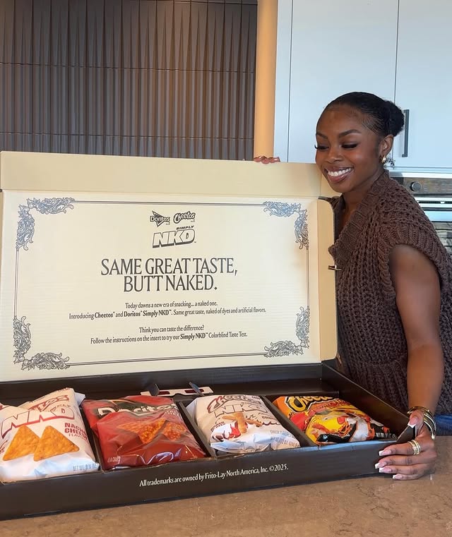 Instagram post by @dajasnipes for Frito-Lay. Caption reads: #ad Same great taste but NKD… and yes, it’s as....