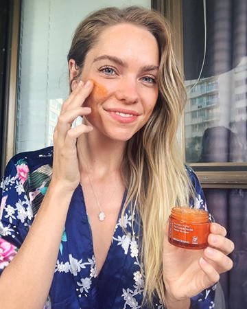 Instagram post by @melinavidler for Andalou Naturals. Caption reads: Tip for self isolating and limited grocery store....