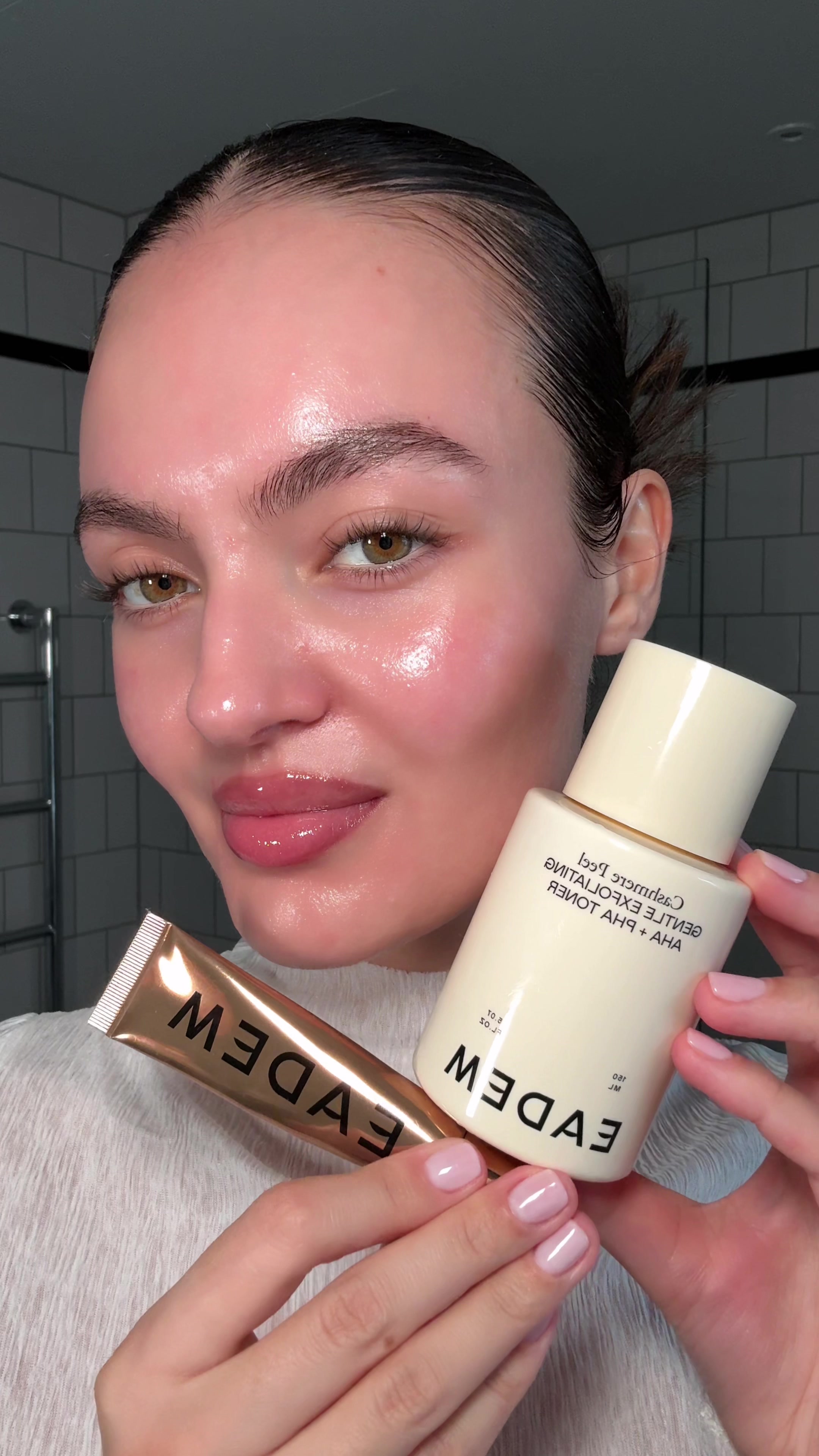 TikTok post by @caressmd for Eadem. Caption reads: [...] luminous cashmere skin using @EADEM cashmere....