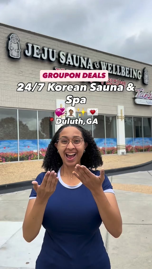 Instagram post by @travelfoodie_ishy for Groupon. Caption reads: 24/7 Korean Sauna&Spa with @groupon Deal in....