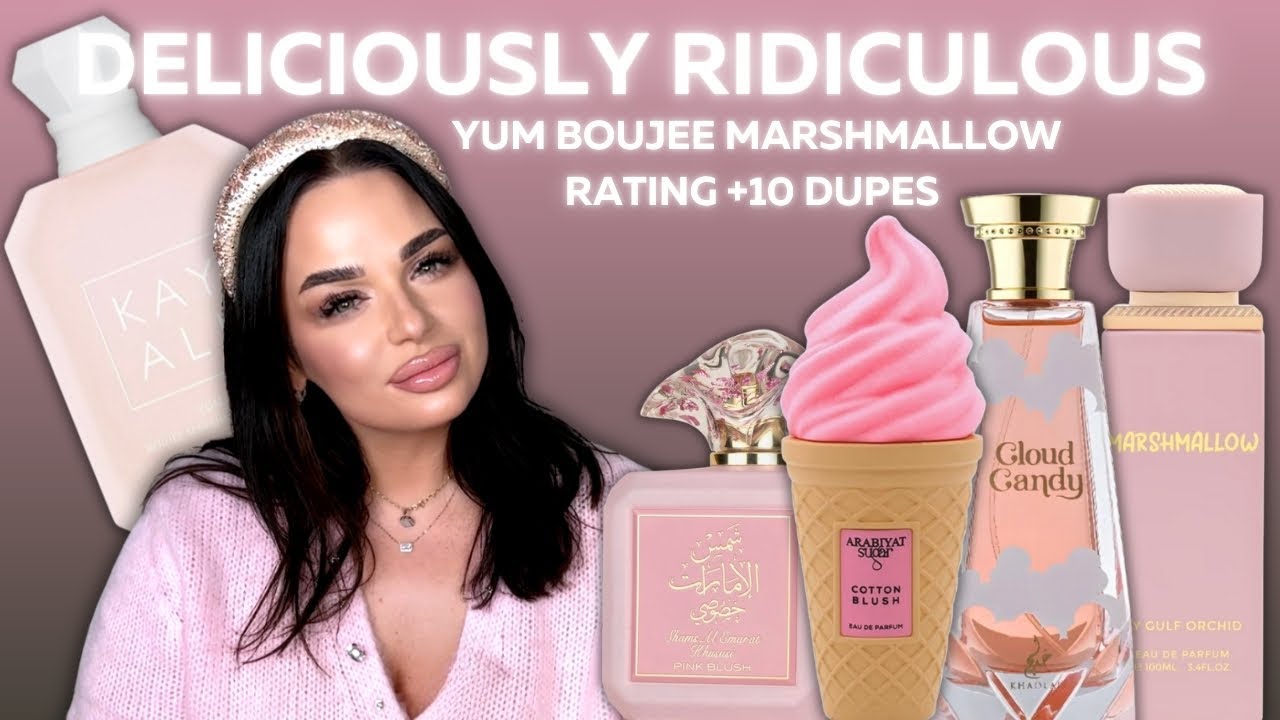 YouTube post by @Paulina.Perfumes for pernoire. Caption reads: TOO MANY MARSHMALLOW PERFUME DUPES! WHICH ONES ARE....