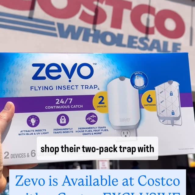 Instagram post by @costco_empties for Zevo. Caption reads: Zevo is available at Costco in a Costco EXCLUSIVE....