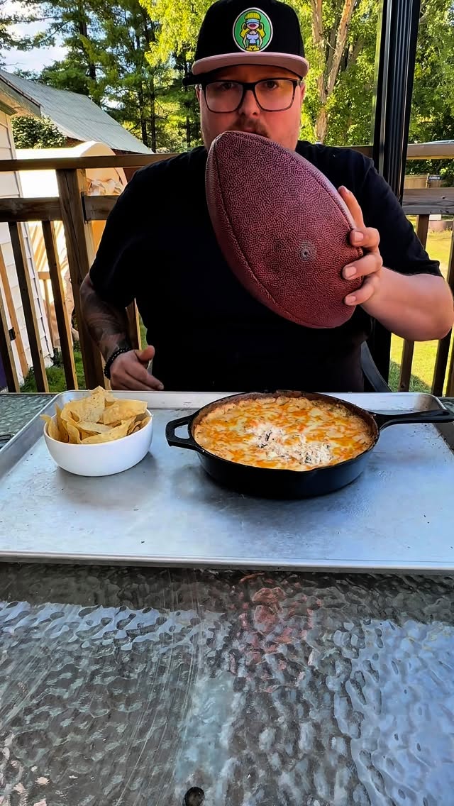 Instagram post by @caveclubbbq for Traeger Grills. Caption reads: Week 2 #Traegergameday Dip Blitz 

It’s week two....