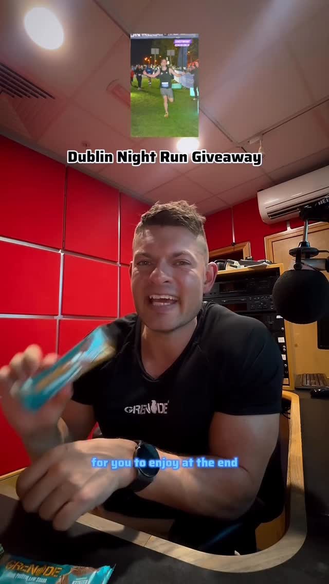 Instagram post by @martyguilfoyle for Grenade. Caption reads: Win 4 passes for the Dublin Night Run happening in....