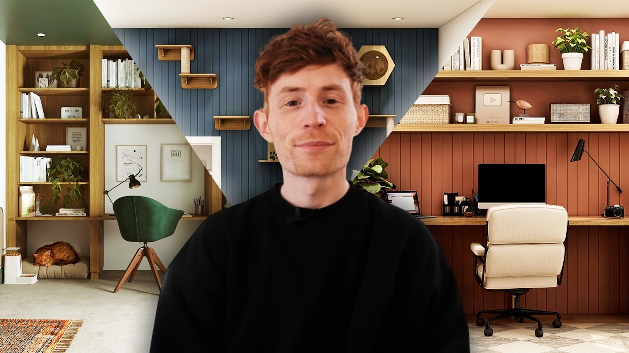 YouTube post by @Patchy for Fiverr. Caption reads: I Hired 3 Interior Designers to Create My Dream....