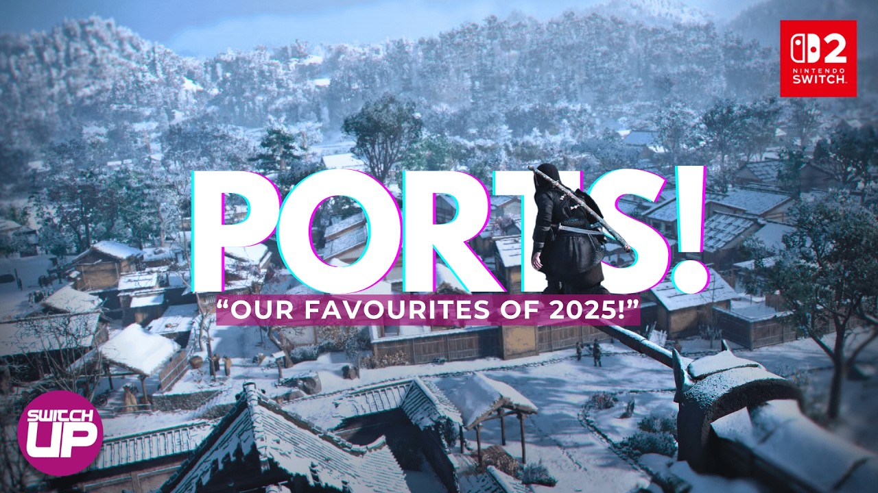 YouTube post by @SwitchUpYt for Nintendo. Caption reads: Possibly THE BEST Ports On Nintendo Switch 2 | 12....