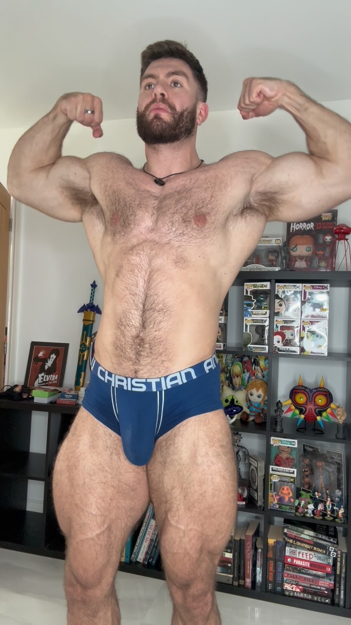 Instagram post by @reecedberesford for Andrew Christian. Caption reads: What’s your favourite muscle? 💪🏼.