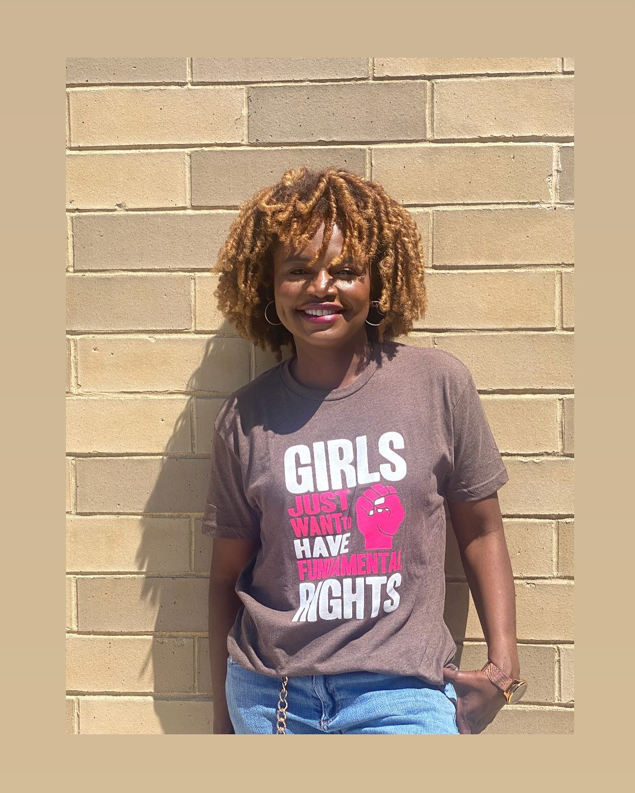 Instagram post by @k_jeanpierre for Bonfire. Caption reads: I’m proud to stand with @CyndiLauper in the fight....
