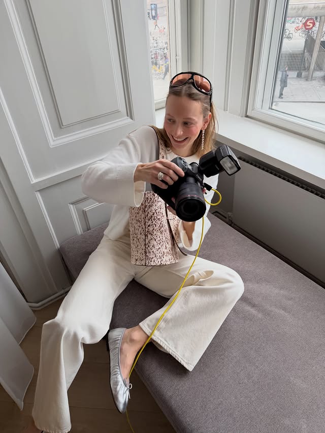 Instagram post by @holylora for VERO MODA. Caption reads: [...] shooting day in copenhagen <3 for @veromoda.