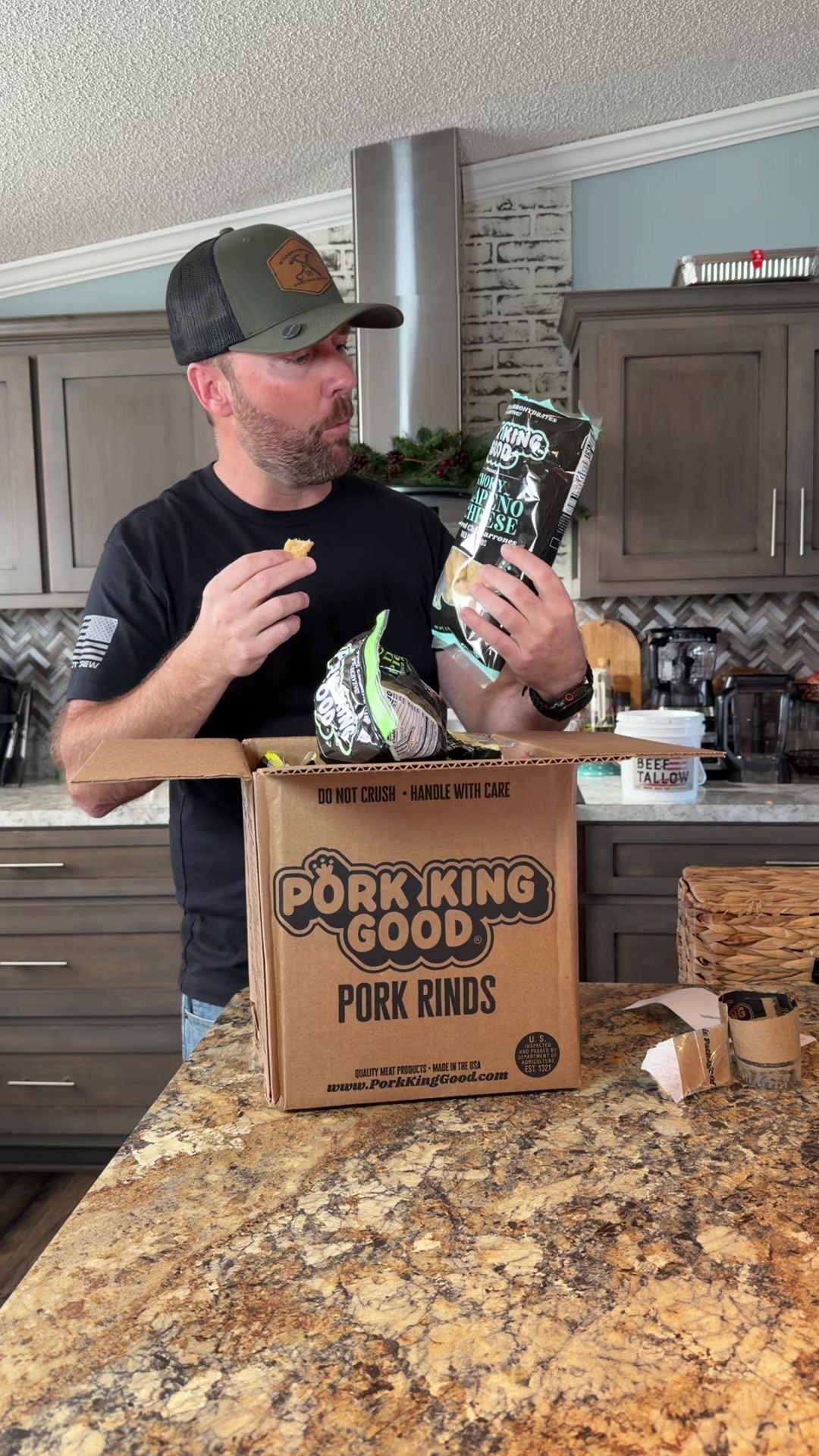 TikTok post by @that__1guy for Pork King Good. Caption reads: THESE ARE SO GOOD!!! This Variety 10 Pack of Pork....