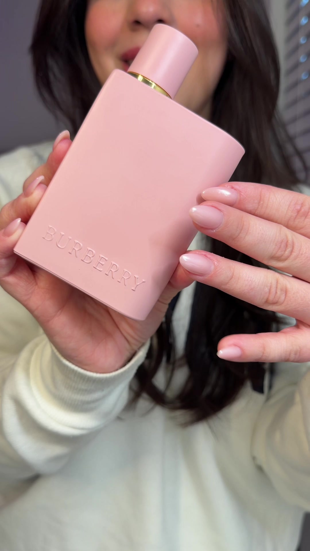 TikTok post by @pastoramazzei for Burberry. Caption reads: new perfume addiction jeje @Burberry @sephora....