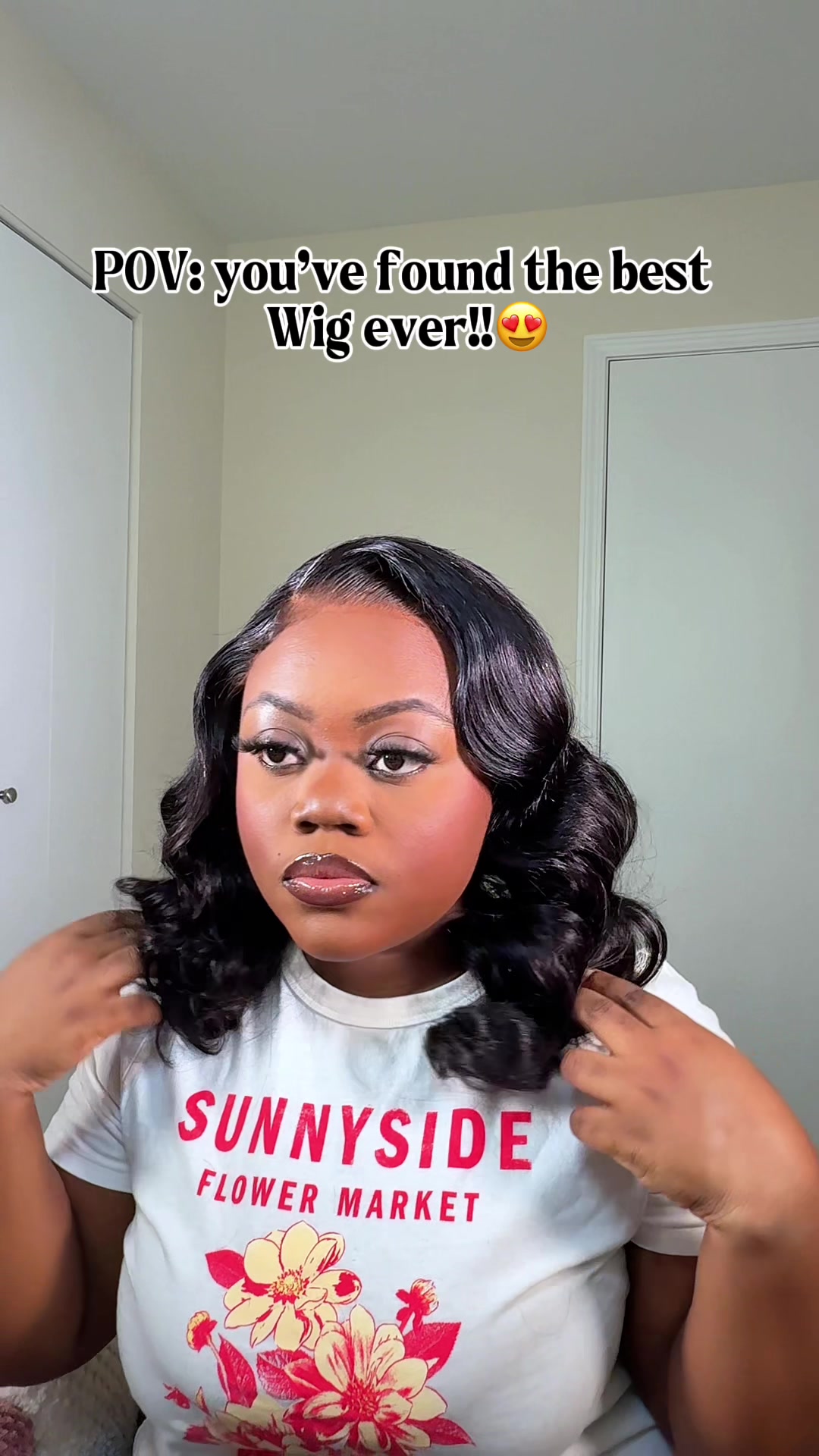 TikTok post by @miraculouschild18 for WestKissHair. Caption reads: In love with this wig🥰 @WestKiss Hair   #wig #wig....