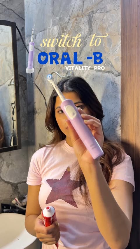 Instagram post by @shivani.chauhan_24 for Oral-B. Caption reads: My lilac Oral-B Vitality Pro is proof that....