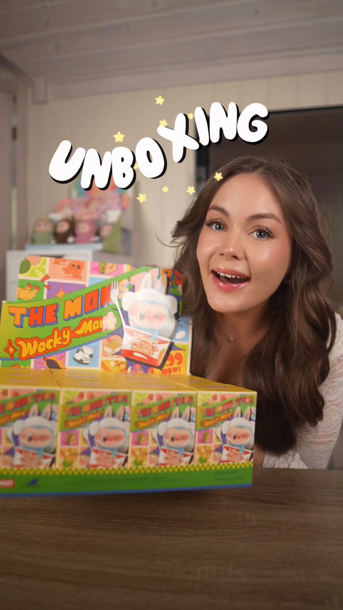 Instagram post by @dancedollll for Whoopea. Caption reads: [Annonse] Unboxing Labubu Wacky....