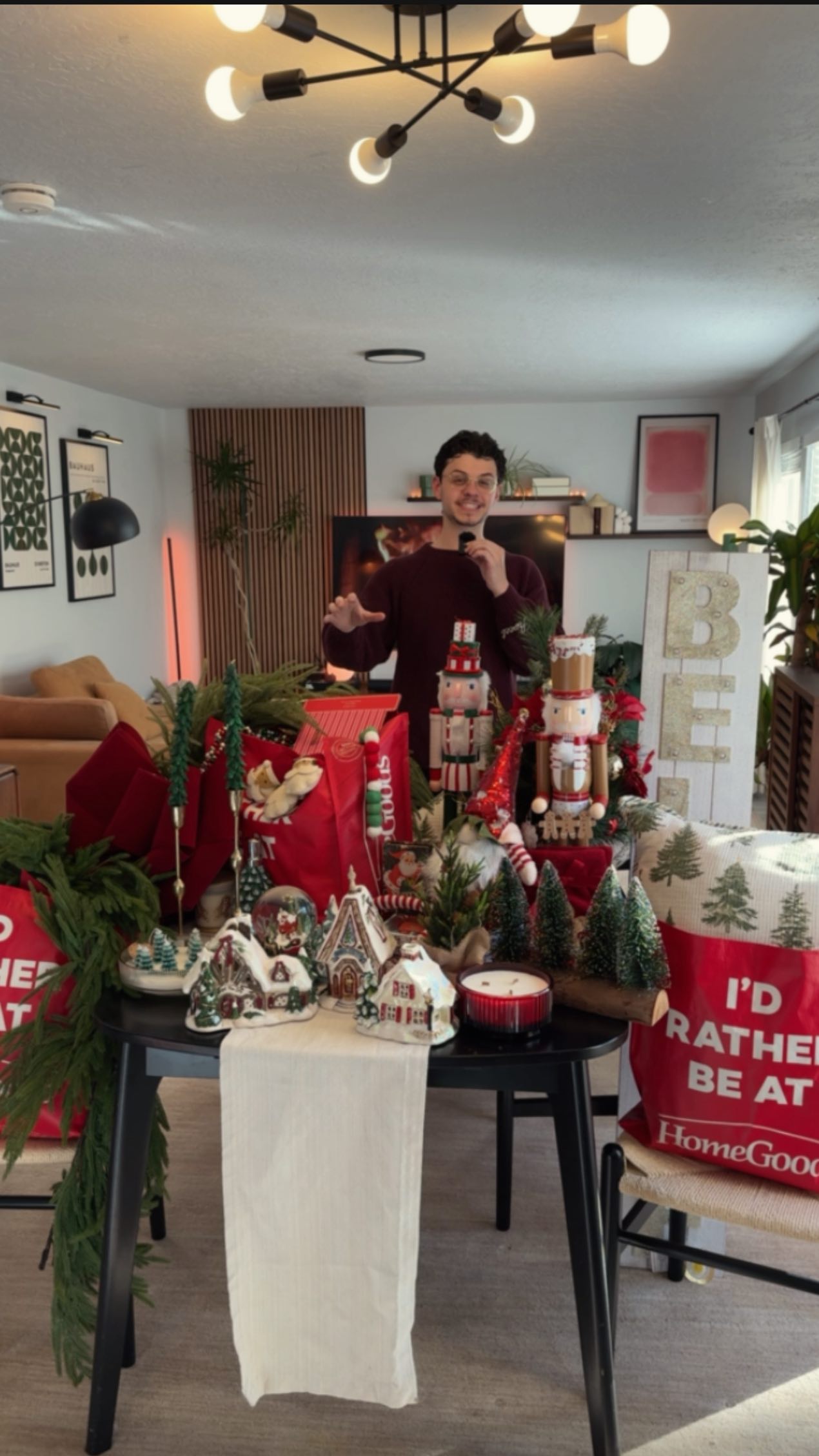 Instagram post by @bennelsonwvc for HomeGoods. Caption reads: [...] warm and cozy through the holidays!....
