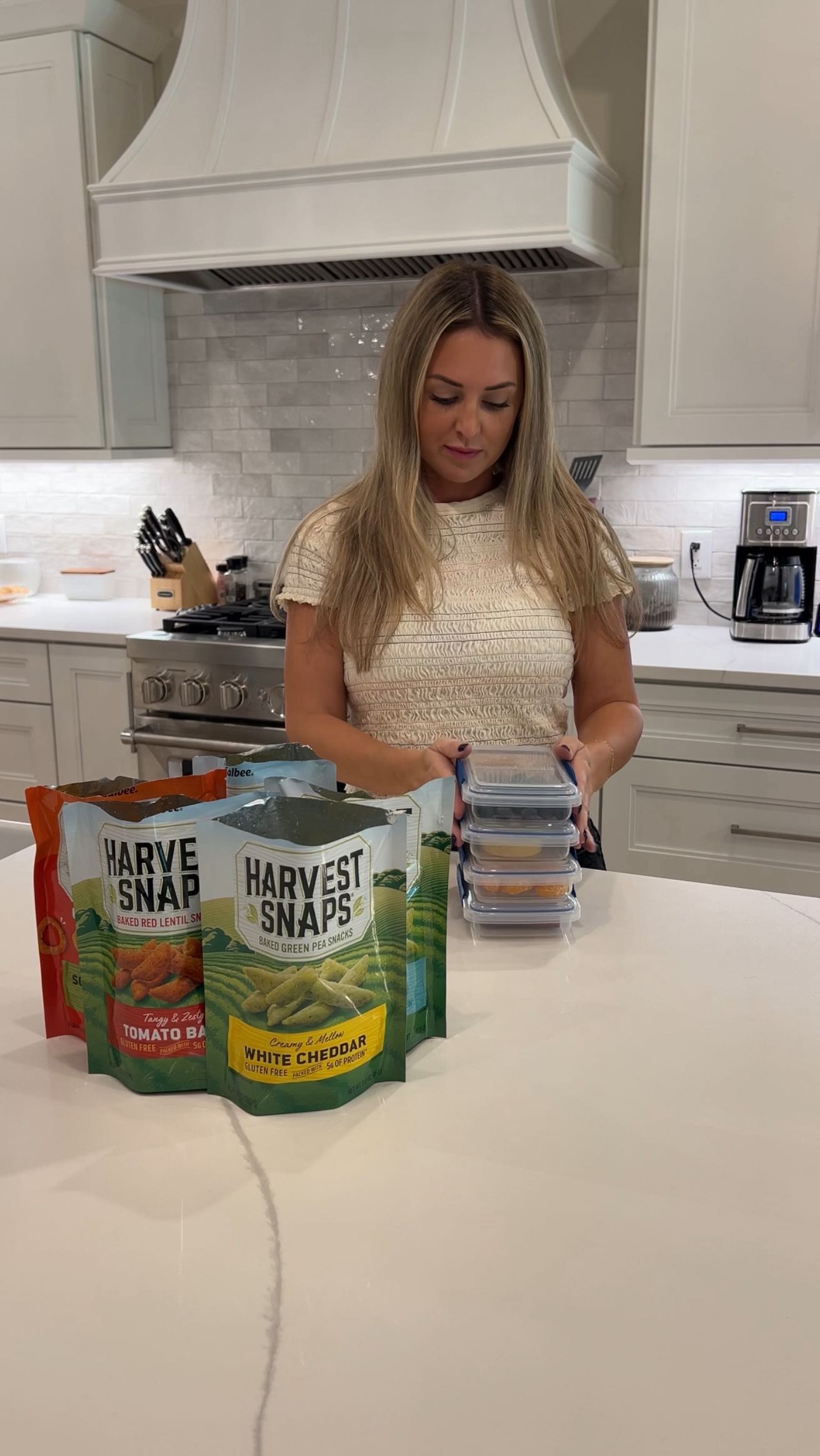 Instagram post by @camenyoungblood for Harvest Snaps. Caption reads: A good for you snack that's perfect for on-the-go....