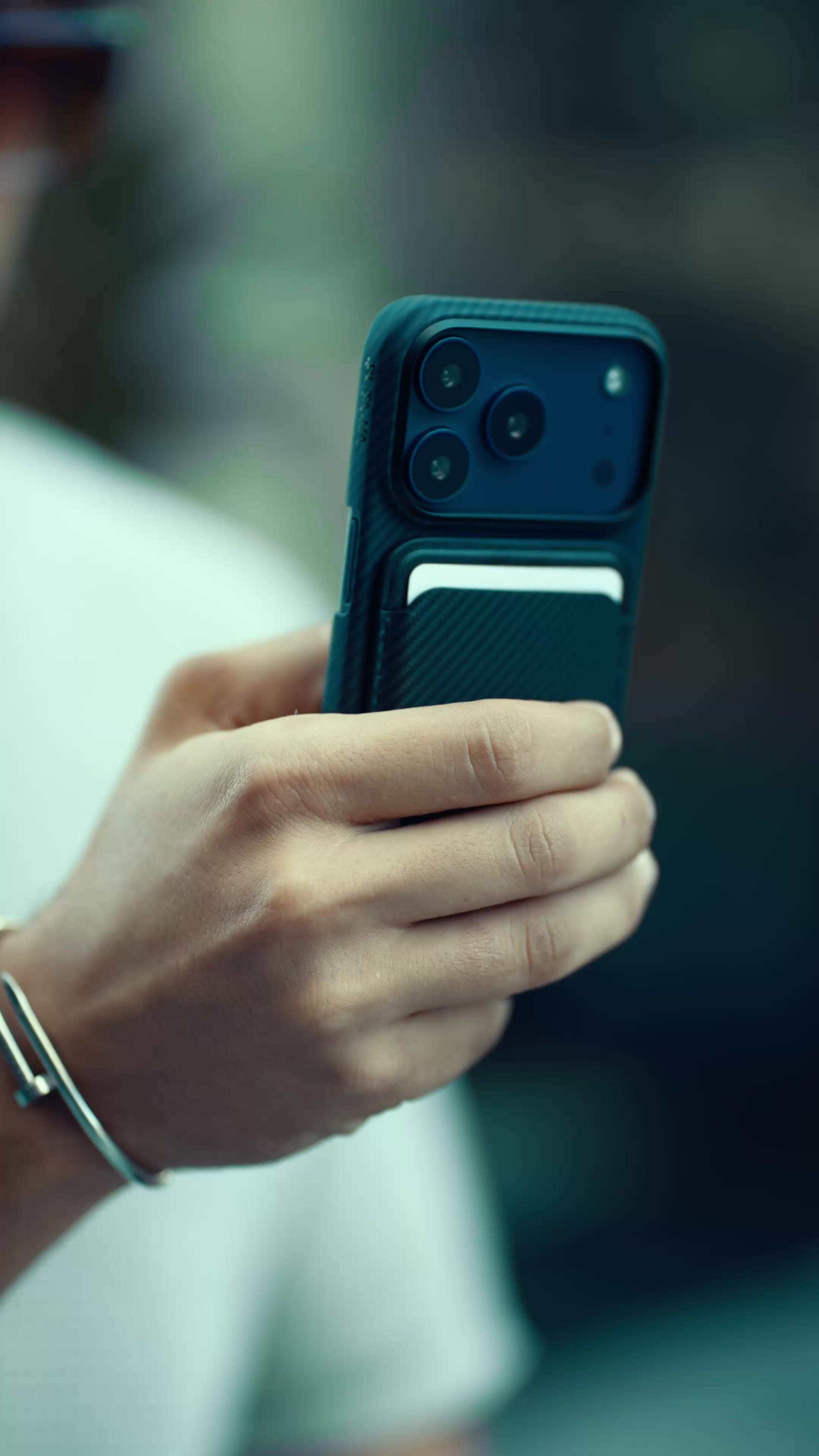 TikTok post by @mostafa.khallifa for PITAKA. Caption reads: #Ad, Upgrade your iPhone 17 with the @Pitaka....