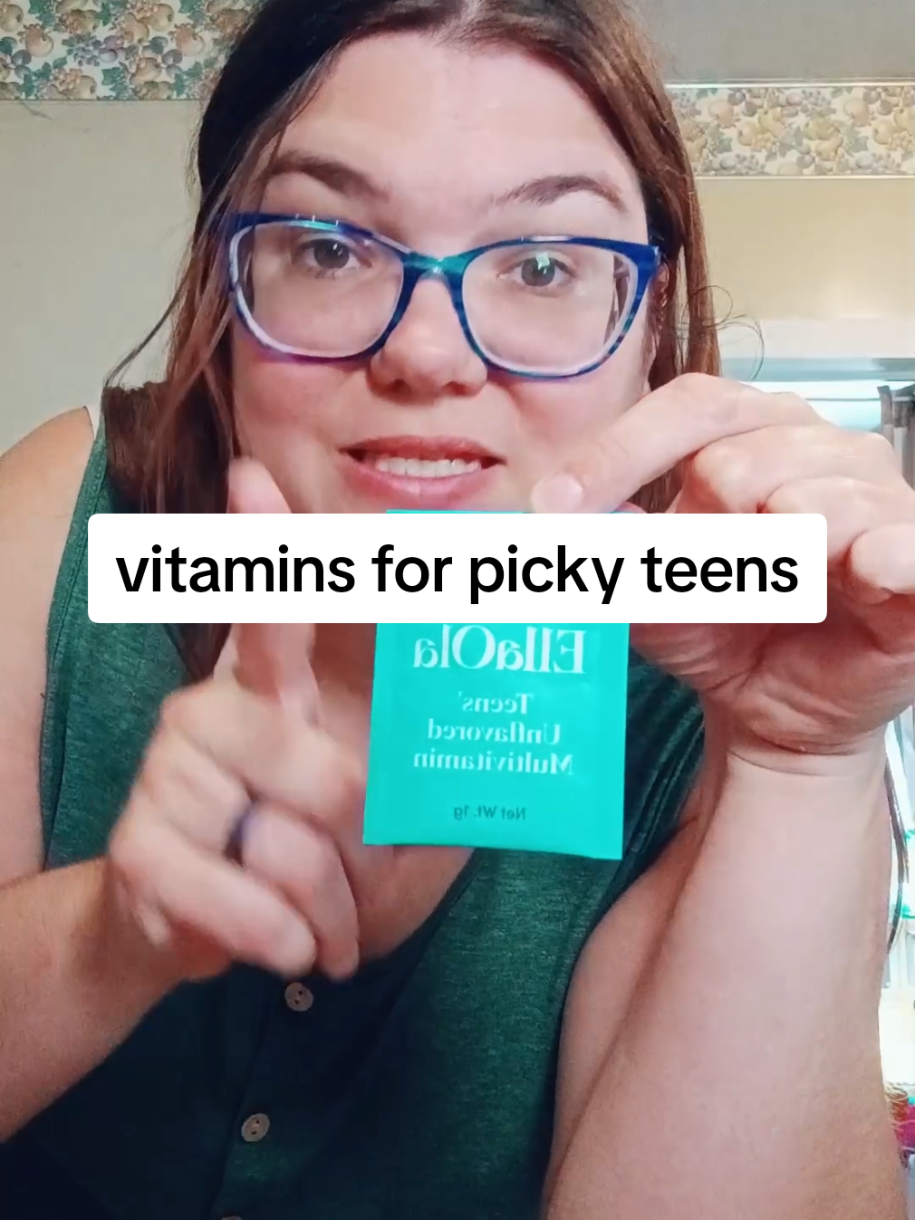 TikTok post by @caitlingramley for EllaOla. Caption reads: [...] #starterpicks #multivitamin #momofteens....