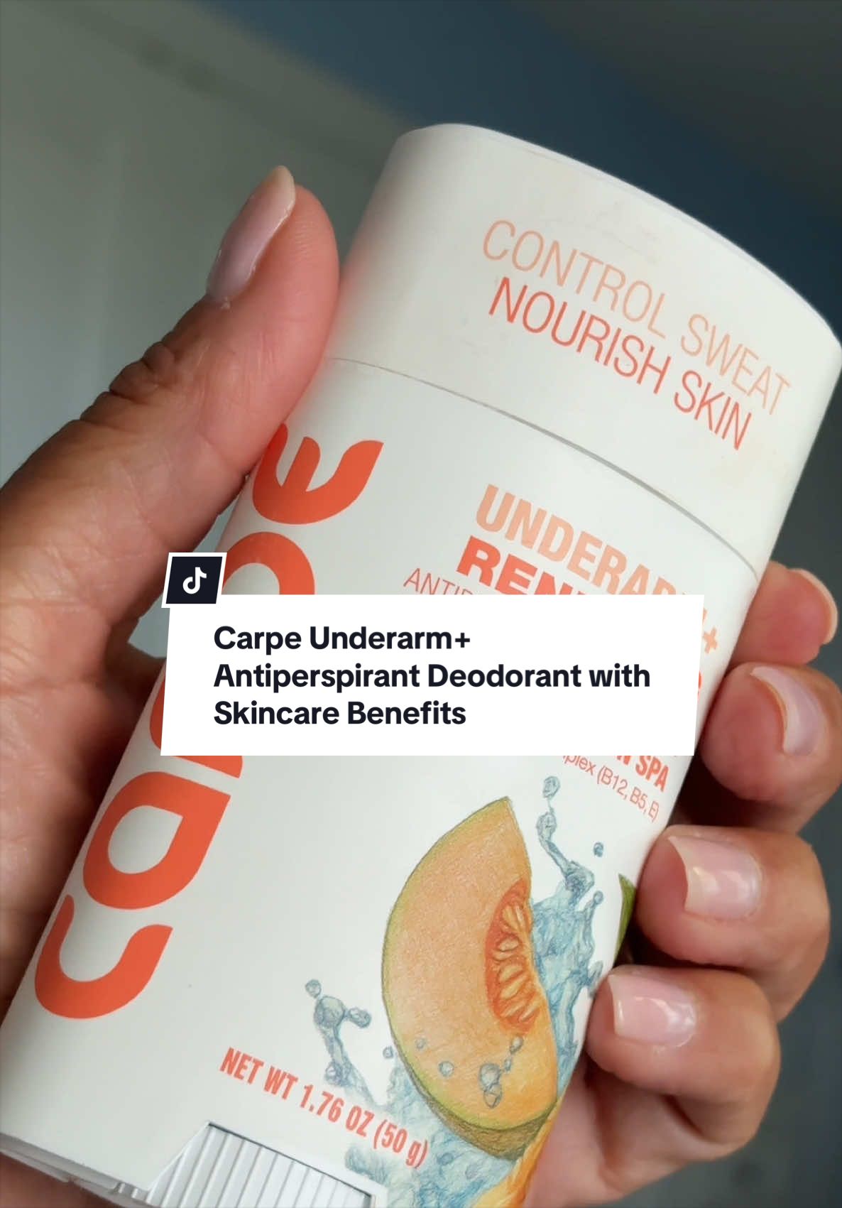 TikTok post by @mariab1006 for Carpe. Caption reads: Deodorant meets underarm skincare ✨ Carpe....