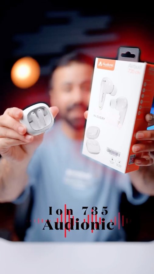 Instagram post by @tayyabfayyaz for Audionic. Caption reads: Audionic ION 735 Airbuds Quick Review 🎧 “Bass ka....