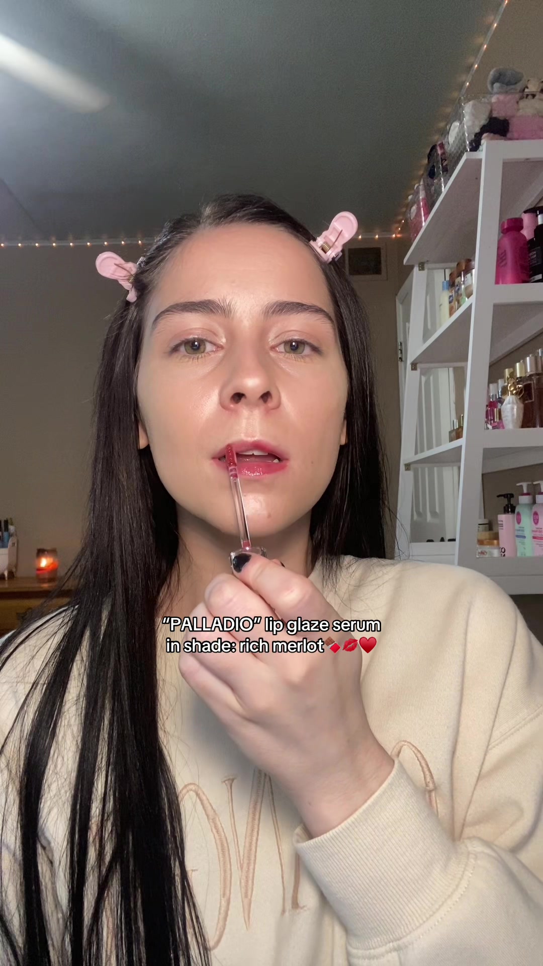 TikTok post by @itskaylieburnss for Palladio Beauty. Caption reads: this shade is so pretty🥰@Palladio Beauty....