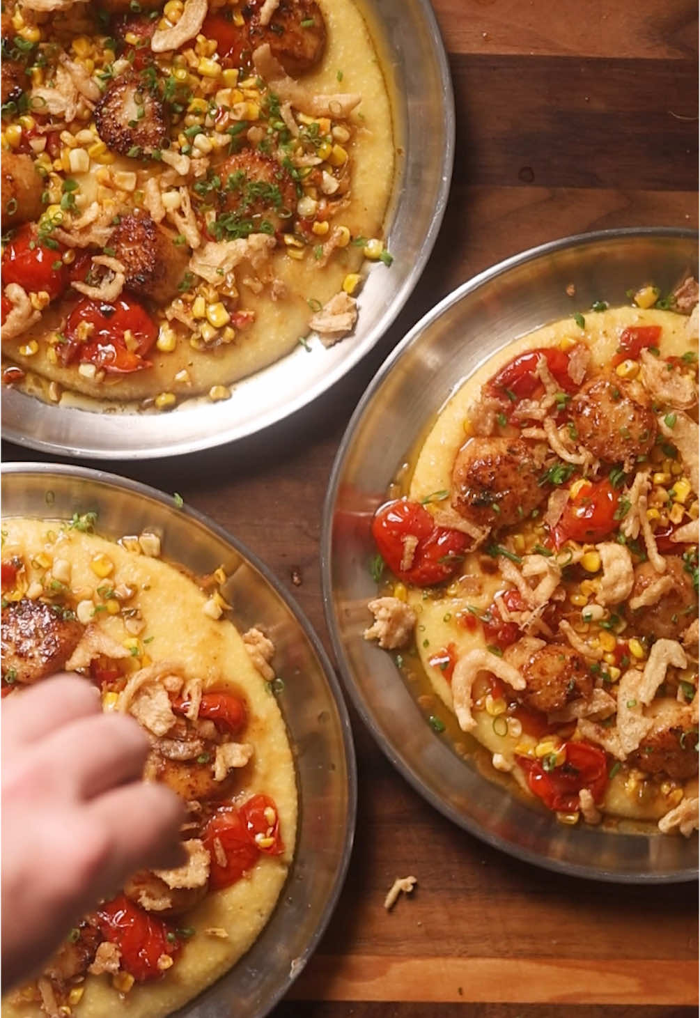 TikTok post by @codytriesstuff for Blue Apron. Caption reads: Sustainably Sourced Southern Spiced Sea Scallops....