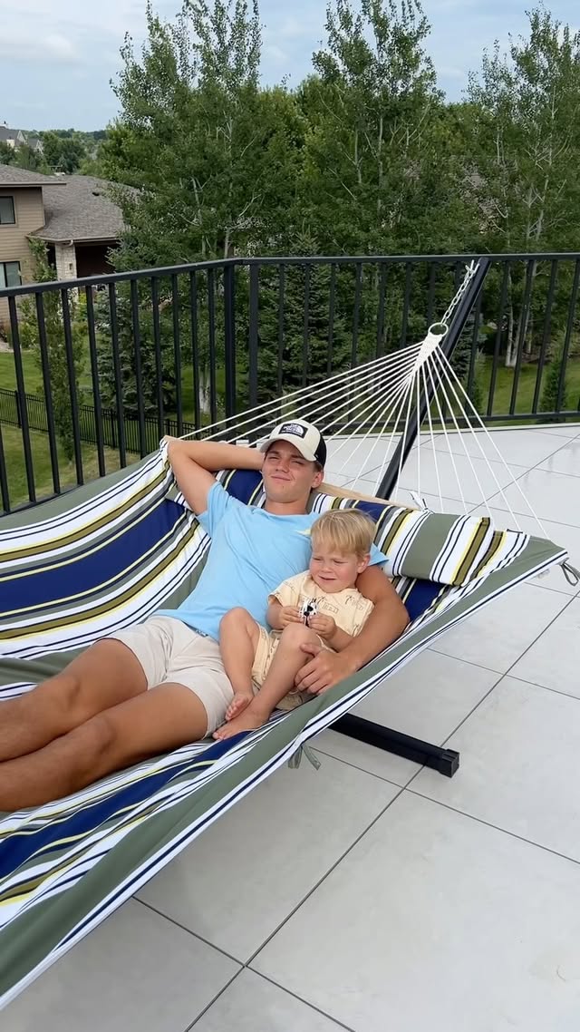 Instagram post by @nataliyastrizheus for SUNCREAT OUTDOOR. Caption reads: @suncreatoutdoor Unwinding in this #hammock is....