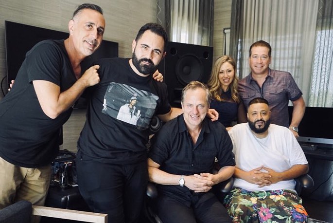 Instagram post by @tompoleman for epicrecords. Caption reads: ...and another one! In the studio with DJ Khaled.....
