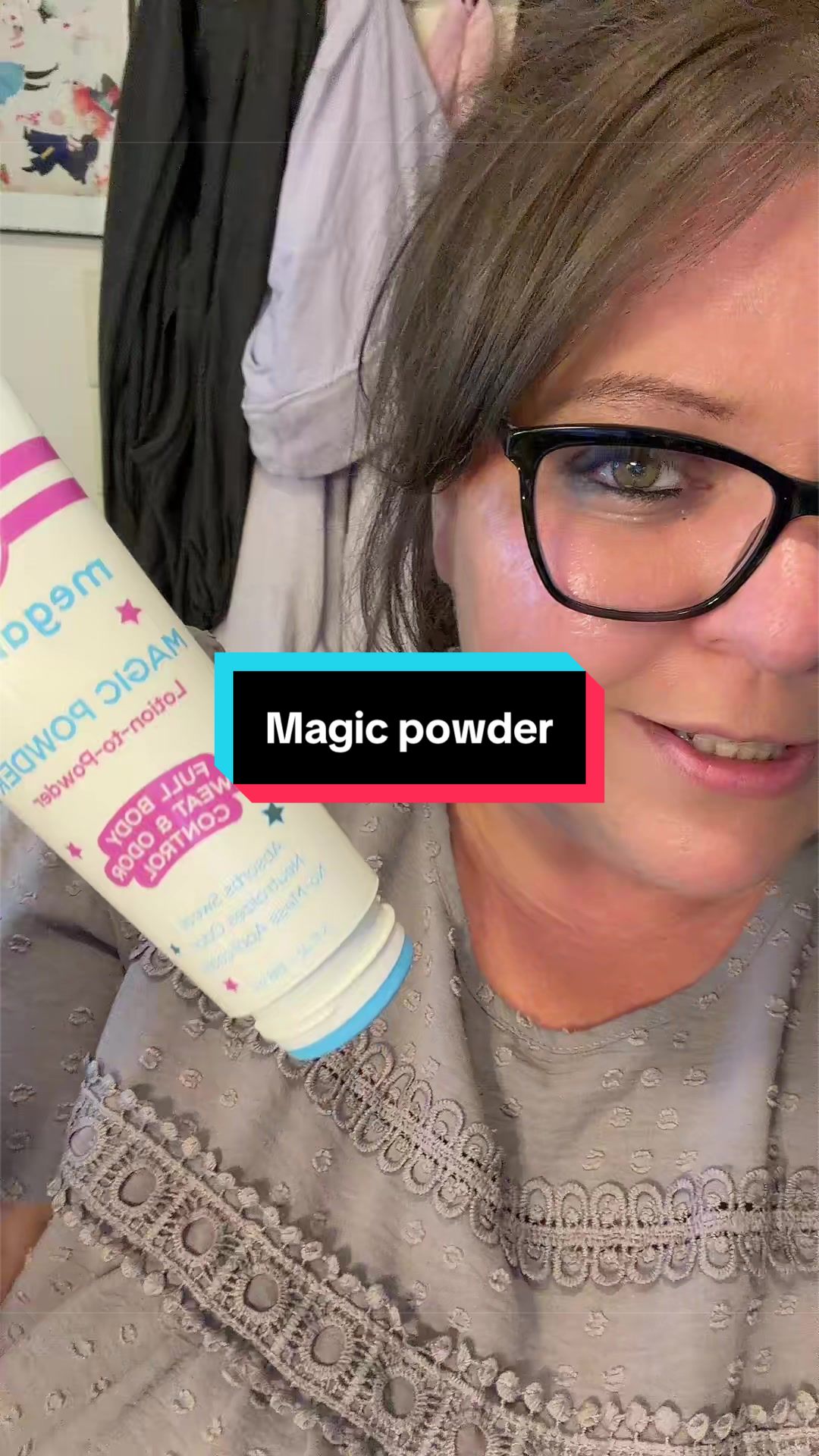 TikTok post by @tiffanydiviney for Megababe. Caption reads: @Megababe I love this dusting powder alternative!....