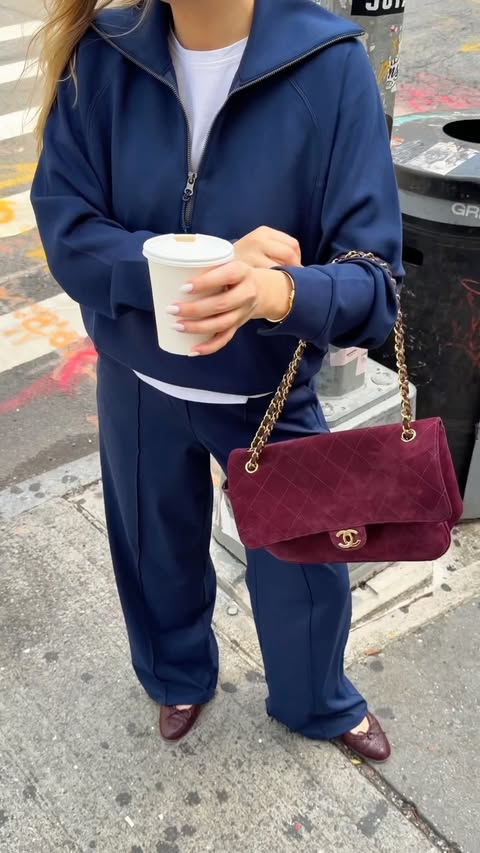 Instagram post by @itiscarine for SPANX. Caption reads: casual but chic fall fit wearing @spanx PowerMove....