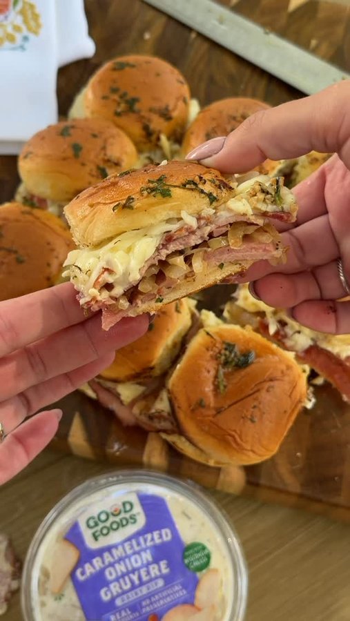 Instagram post by @marriedtobbq for Good Foods. Caption reads: You NEED to make these easy, cheesy Ham & Gruyere....