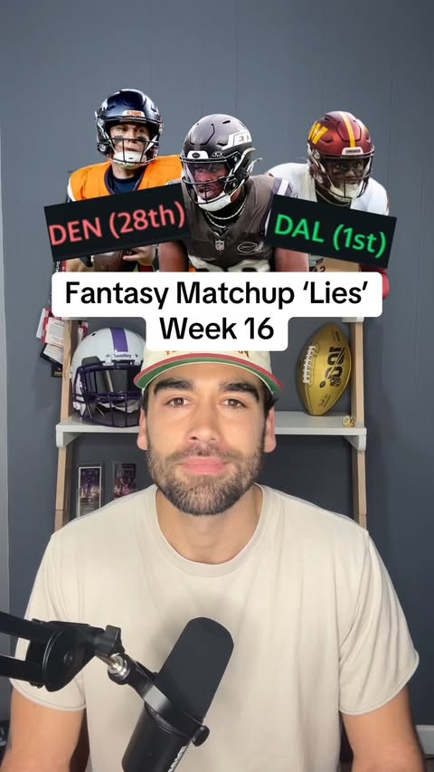 Instagram post by @joelsmythfantasy for Yahoo. Caption reads: The fantasy football matchups to know for Week 16....