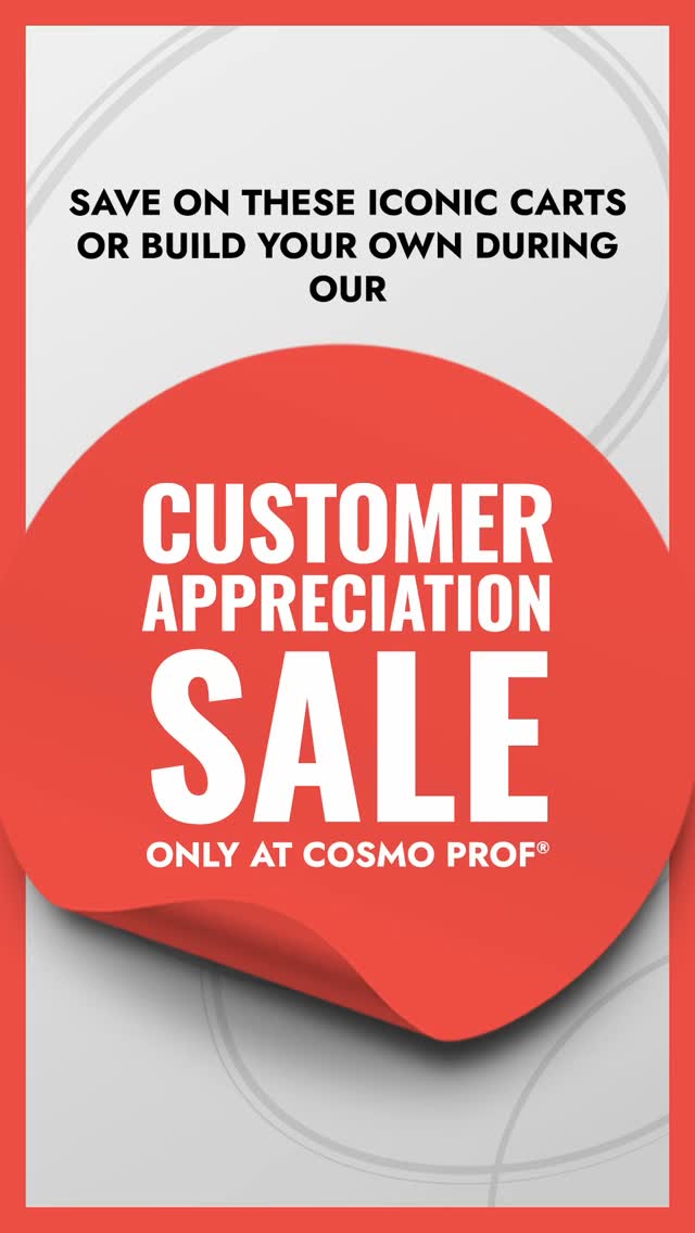 Instagram post by @vividsandbalayage for Cosmo Prof Beauty. Caption reads: Which Customer Appreciation Sale cart are you....