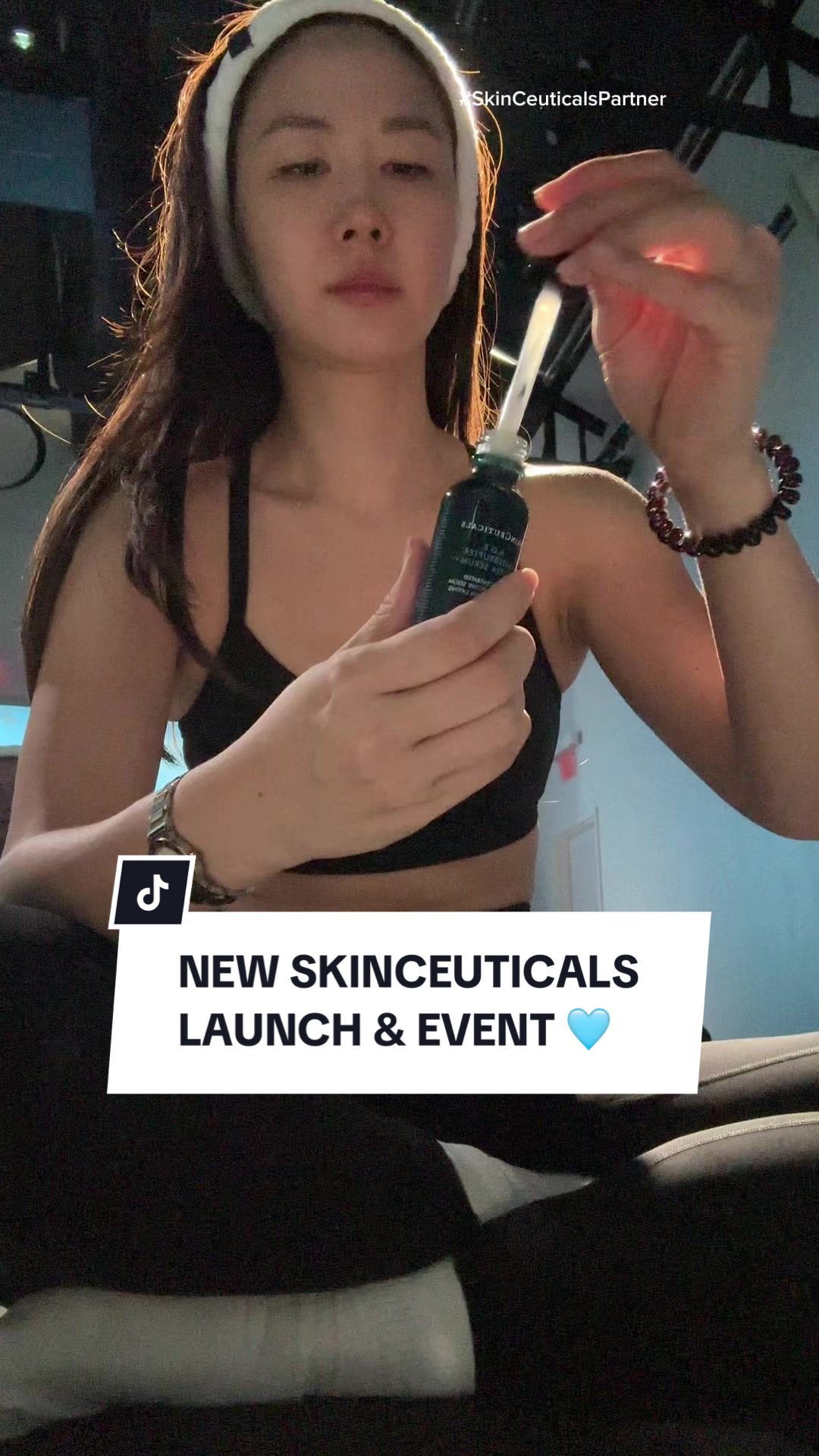 TikTok post by @izzychen for SkinCeuticals. Caption reads: #SkinCeuticalsPartner learning all the things....