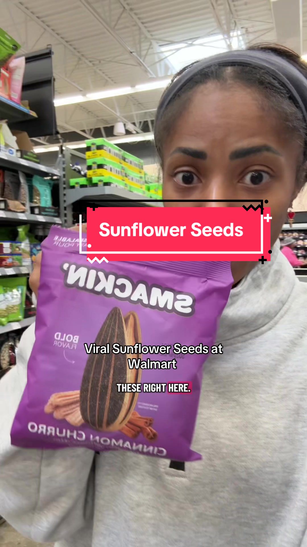 TikTok post by @manahhhx3 for Smackin' Sunflower Seeds. Caption reads: You can find the viral sunflower seeds at Walmart,....