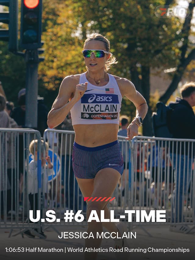 Instagram post by @jesstonn for FloTrack. Caption reads: [...] leaves Copenhagen as U.S. #6 all-time.....