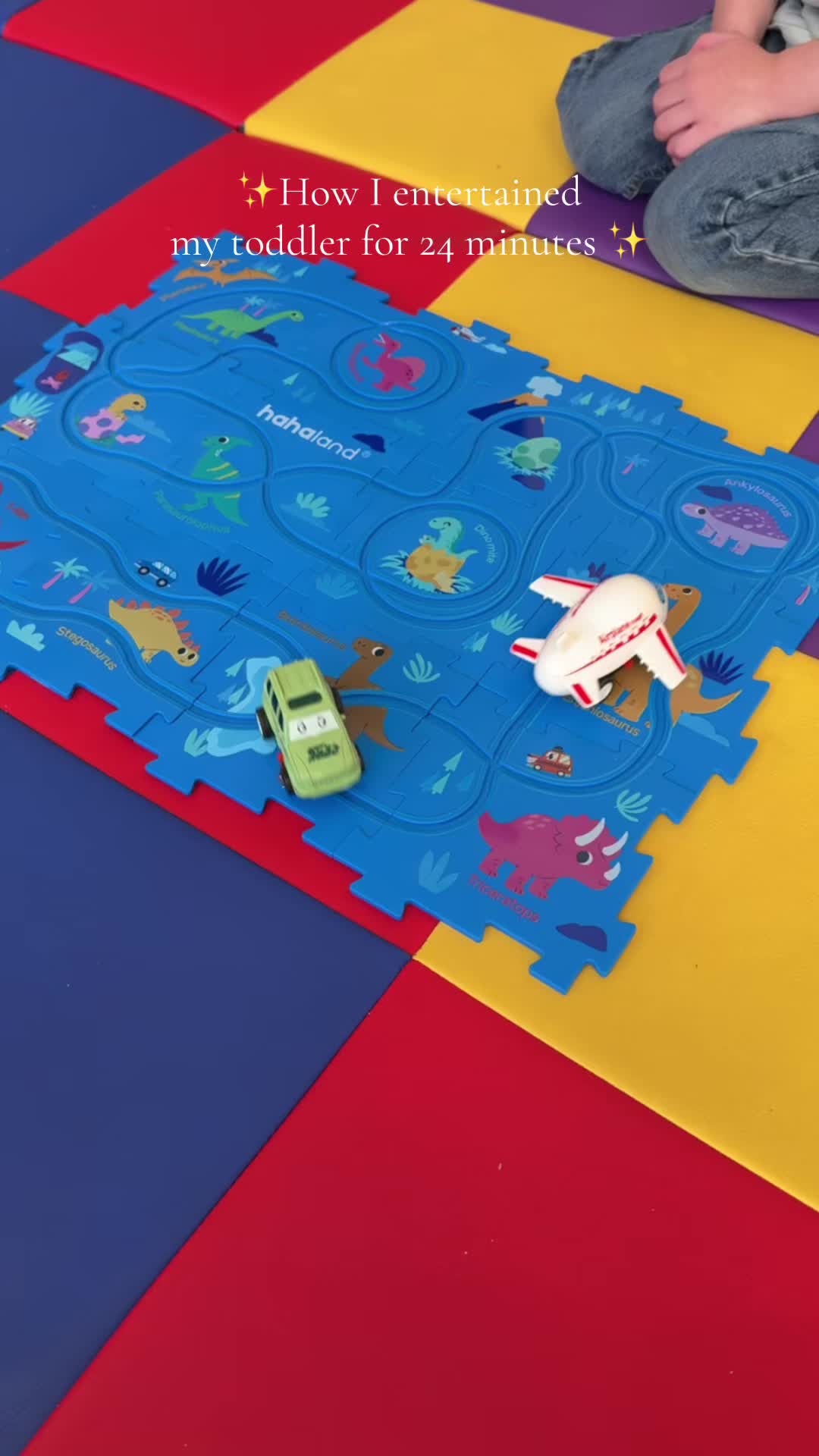 TikTok post by @elizabae_29 for Hahaland. Caption reads: We love this car racetrack puzzle from @Hahaland....