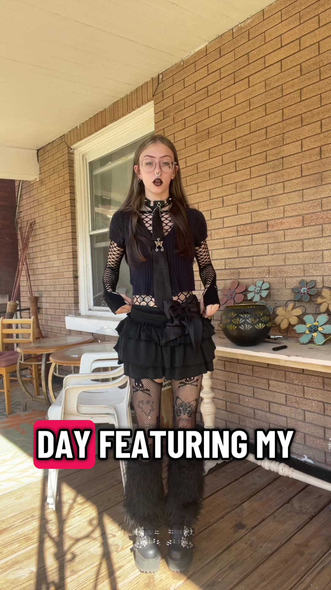 TikTok post by @tired.slim for Demonia Cult. Caption reads: OOTD ft my new shoes from @Demonia Cult thank you....