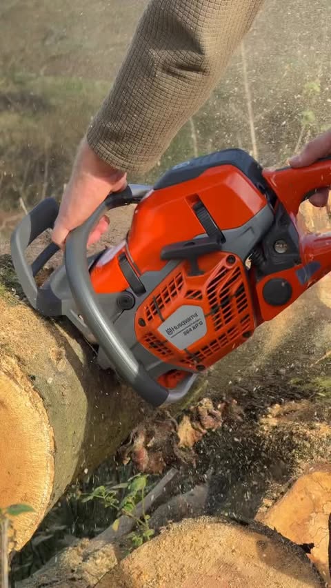 Instagram post by @machinery_nation for Husqvarna. Caption reads: First test with the brand NEW Husqvarna 564 XP....