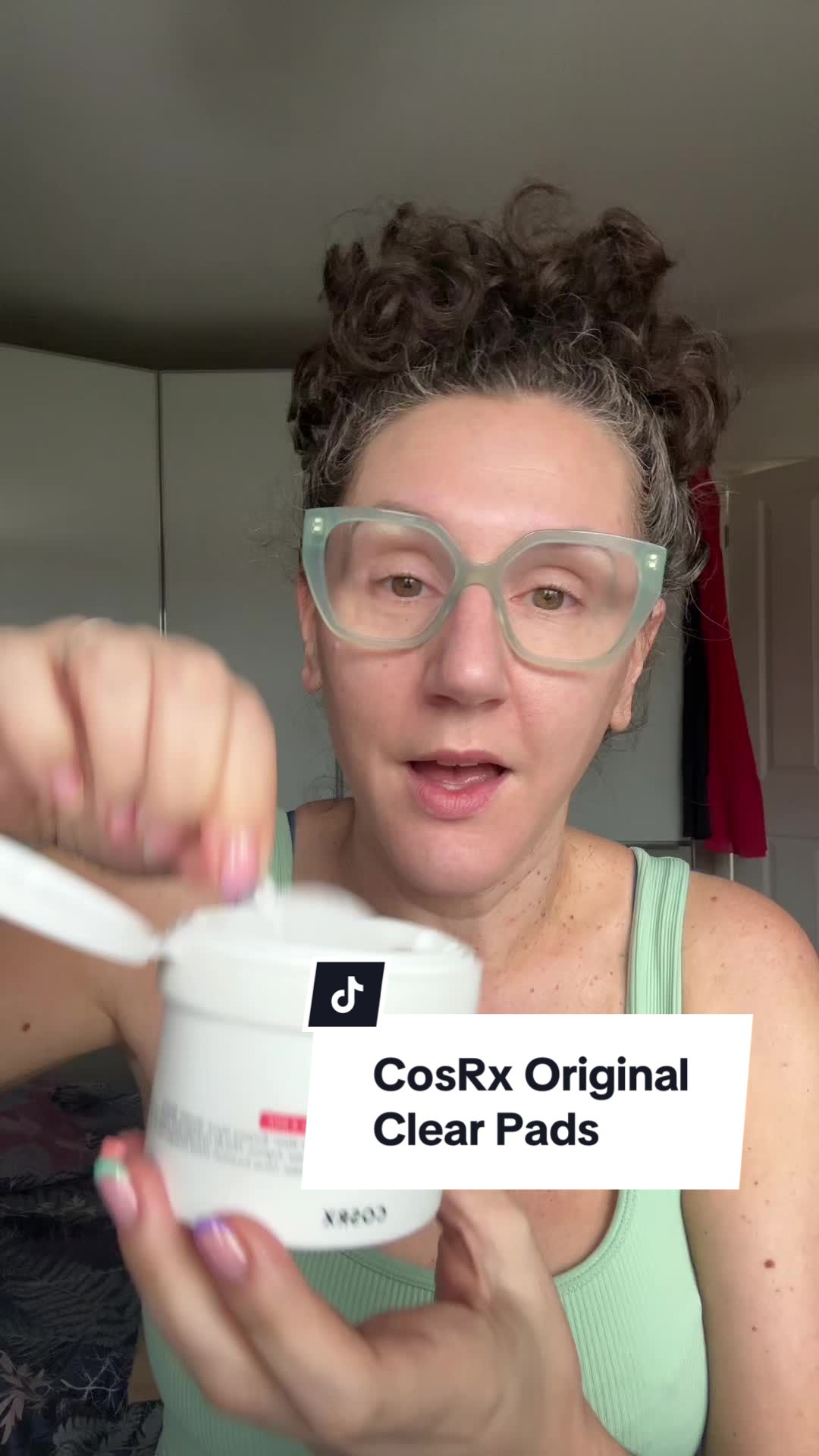 TikTok post by @makeupbykaty_angelidi for COSRX. Caption reads: Finally back in stock! @COSRX UK original clear....