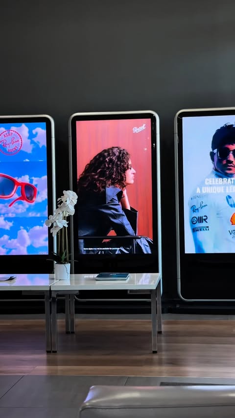 Instagram post by @neevan_ferris for EssilorLuxottica. Caption reads: Running era so bright, had to call....