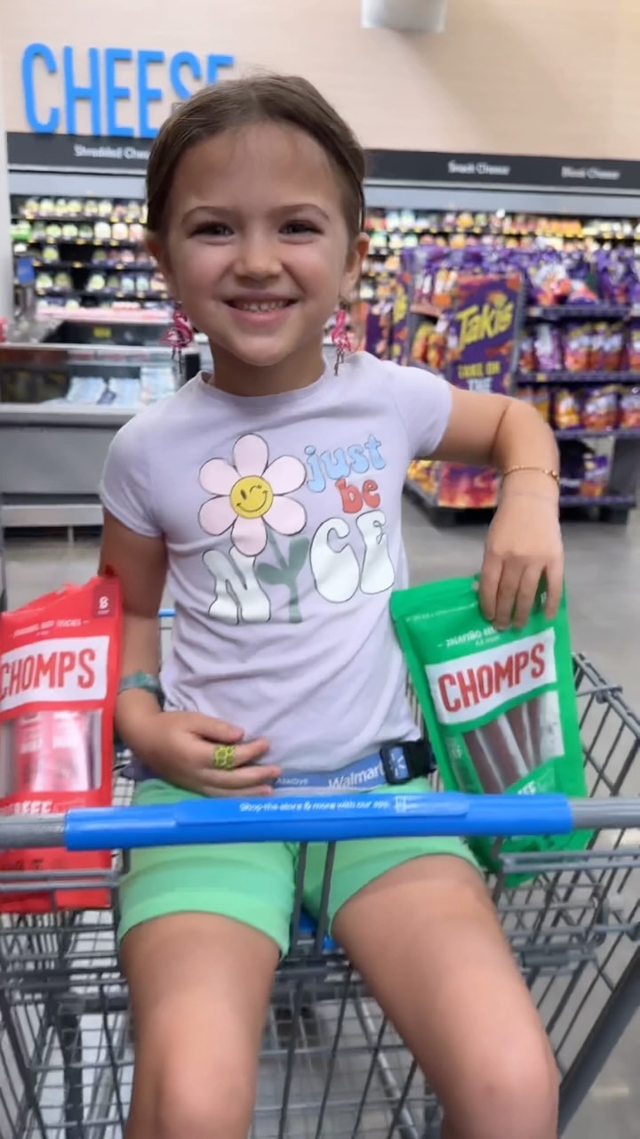 Instagram post by @daniellepiercee for Chomps. Caption reads: Grab @chomps protein-packed snacks at Walmart to....