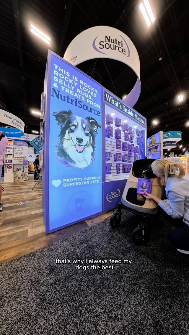 Instagram post by @curedbydogs for NutriSource Pet Foods. Caption reads: Bringing my anxious dog to busy events like this,....