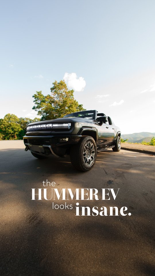 Instagram post by @thespenceryan for GMC. Caption reads: Road tripping in the #GMCHUMMEREV ⛰️ @gmc....